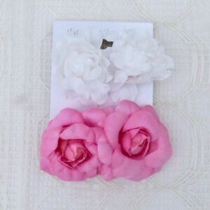 Pink and White Flower Post Earrings for Women in Spring, Gift for Woman